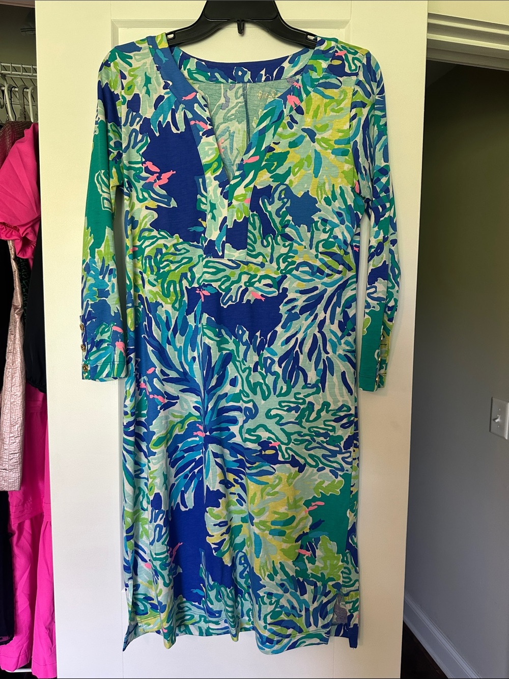 Lilly Pulitzer Blue Green Abstract Print Mini Dress